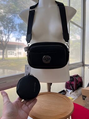 Christian LaCroix Black Crossbody Camera Bag with Coin Pouch
